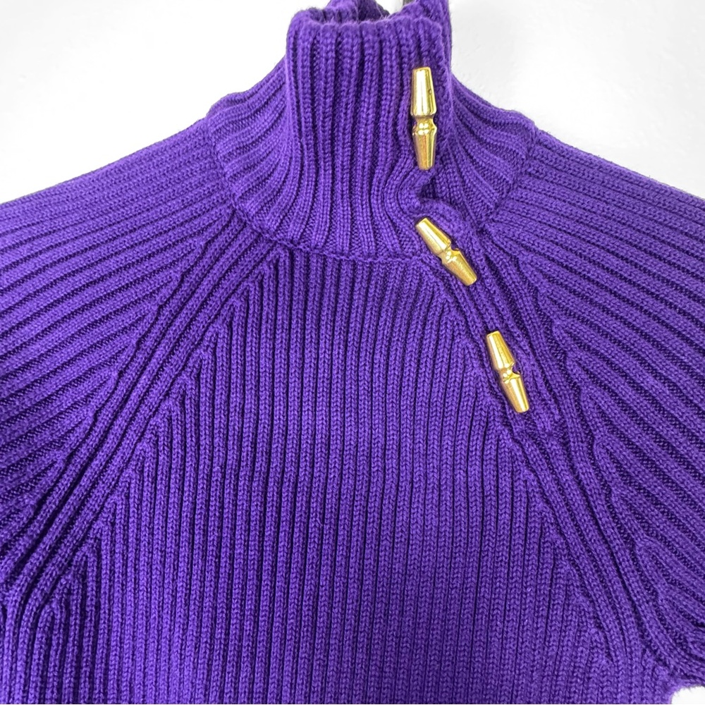 Purple Ribbed Turtleneck Sweater
